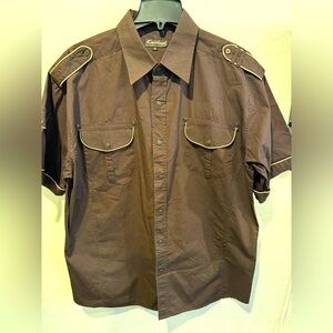 Brown button down Knockout - XL